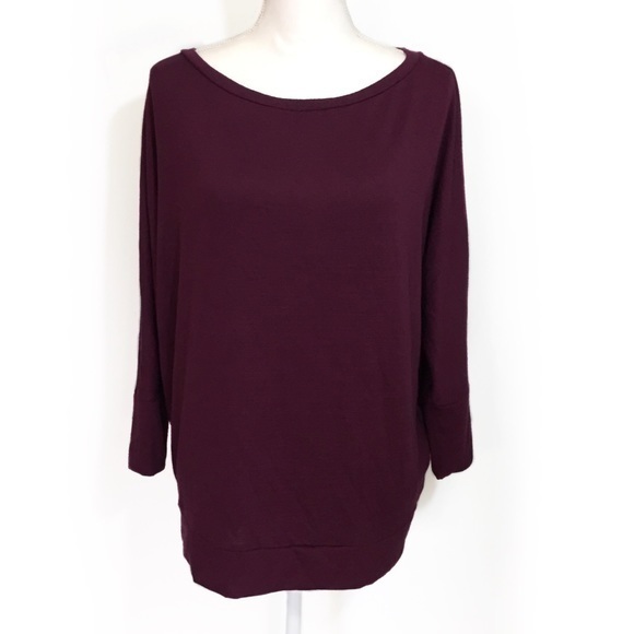 Cupio Tops - Dark Purple Long Sleeved Loose Soft Sweater Top